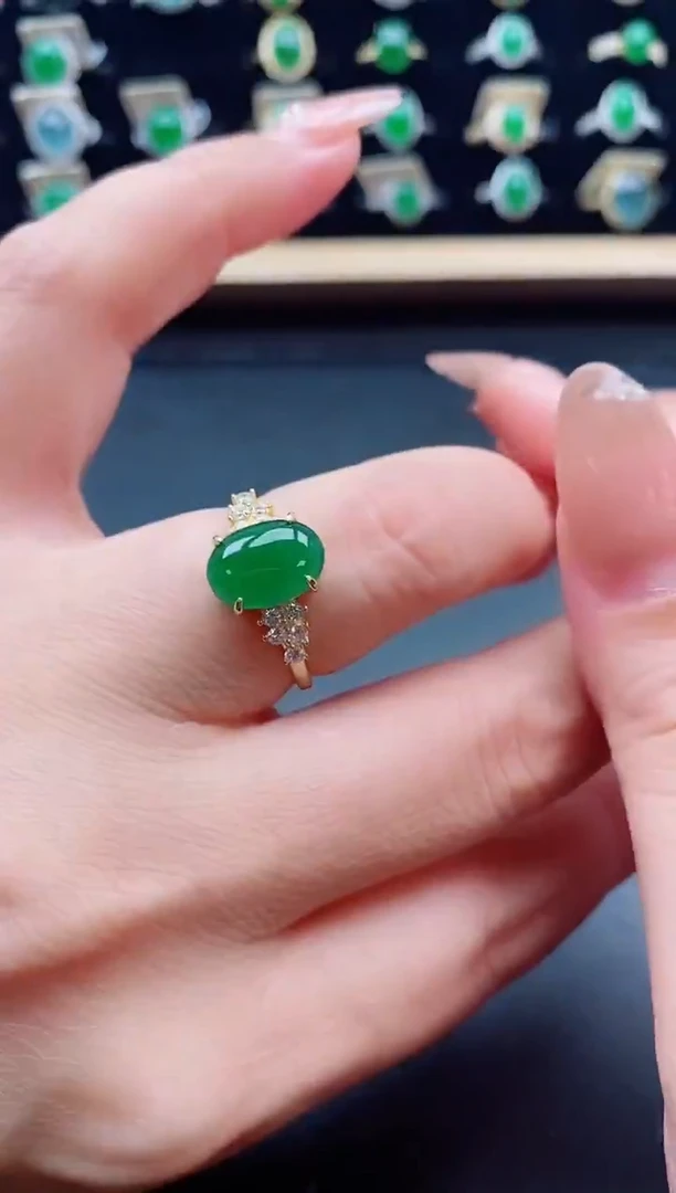 银S925镶嵌戒指翡翠1