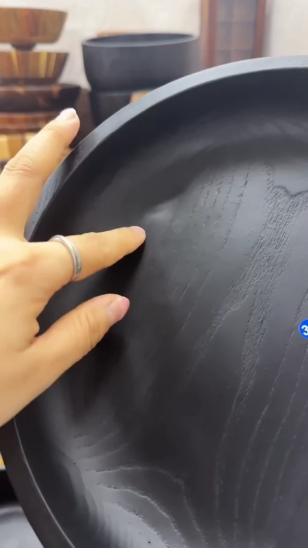 橡胶木瑕疵黑色水果盘