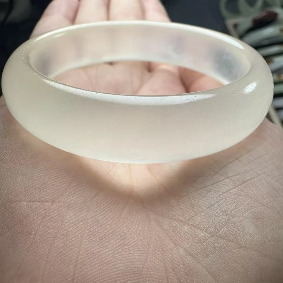 青海昆仑山蚕丝高冰正圈手镯