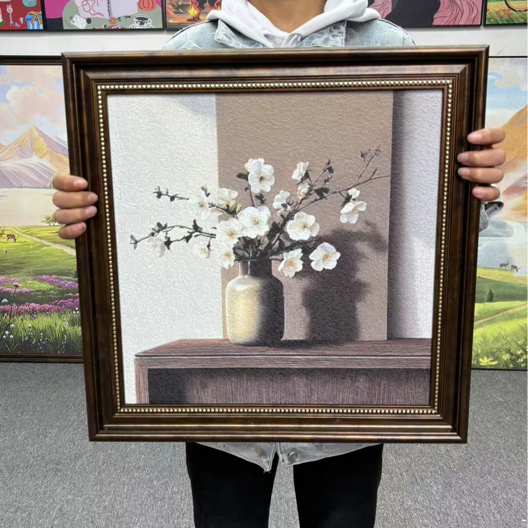 法式复古装饰画美式餐厅玄关卧室床头挂画静物花卉壁画5050