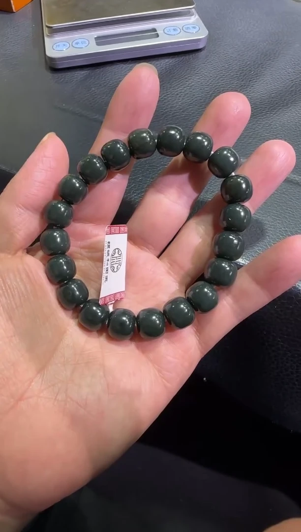 未镶嵌手串和田玉塔青11*12手串（产地直发）
