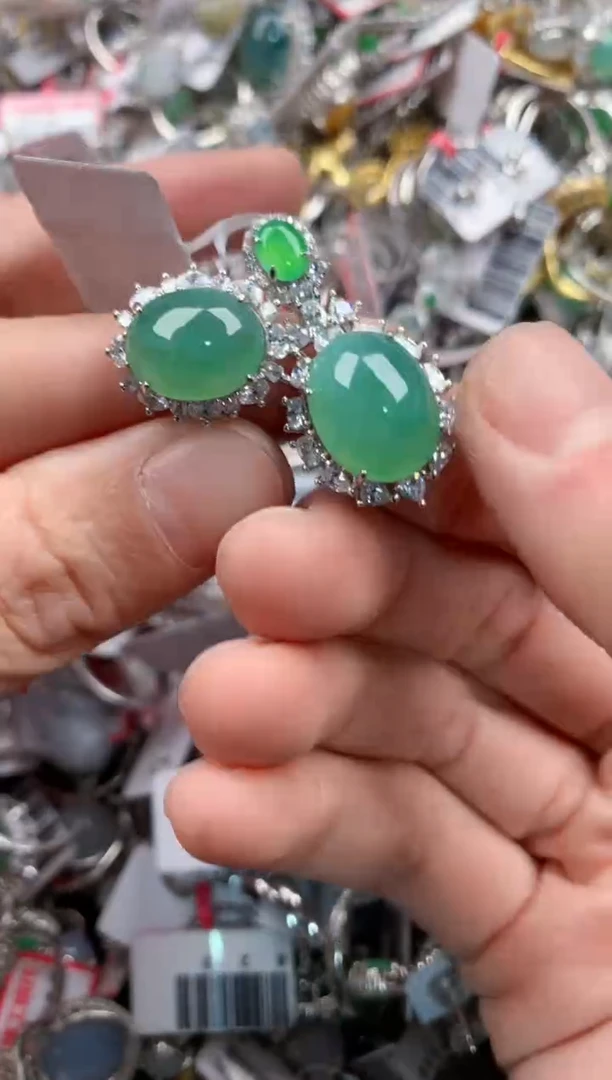 银S925镶嵌戒指翡翠888   10