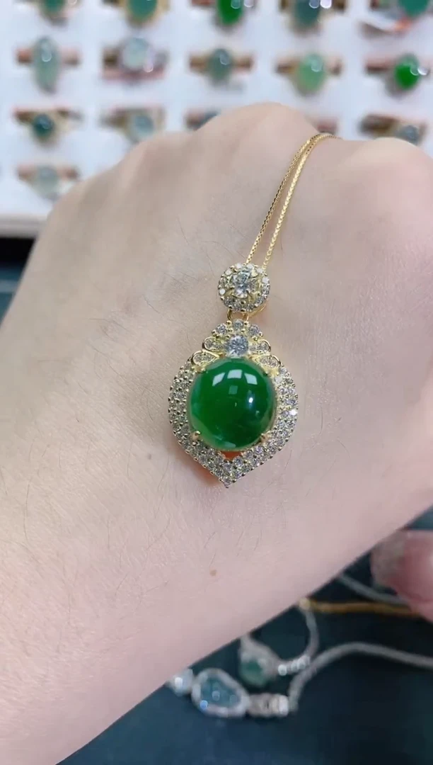 颈饰银S925镶嵌翡翠天然翡翠