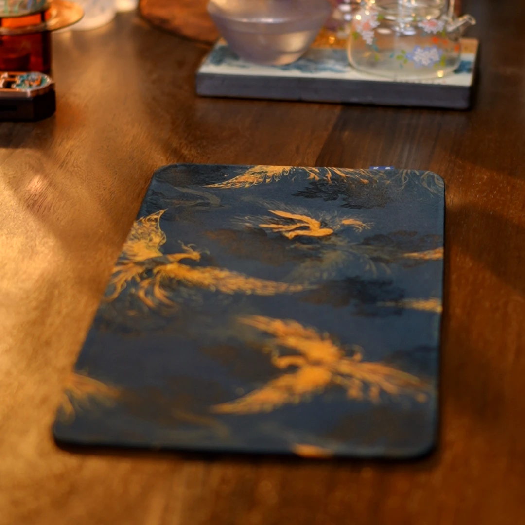 【陶珊居】JD0992-凤凰牡丹花纹茶席（50*23)