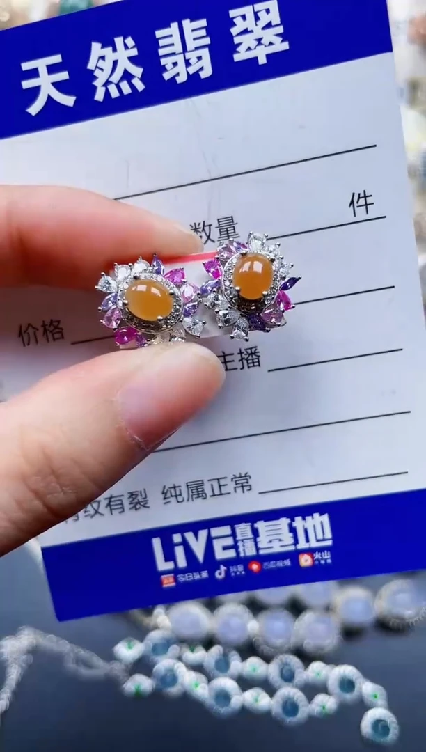 银S925镶嵌翡翠耳饰180