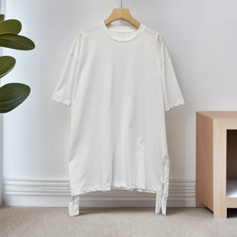 夏款韩系极简风绑带设计宽松显瘦百搭纯色短袖T恤232559