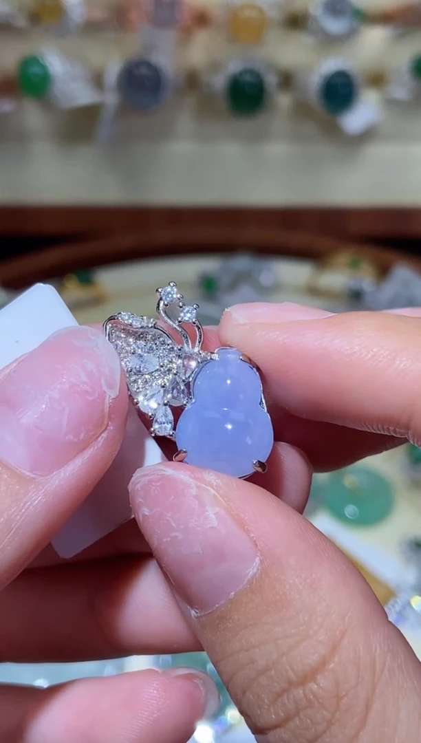 翡翠银S925镶嵌吊坠(赠链)天然缅甸翡翠A货葫芦