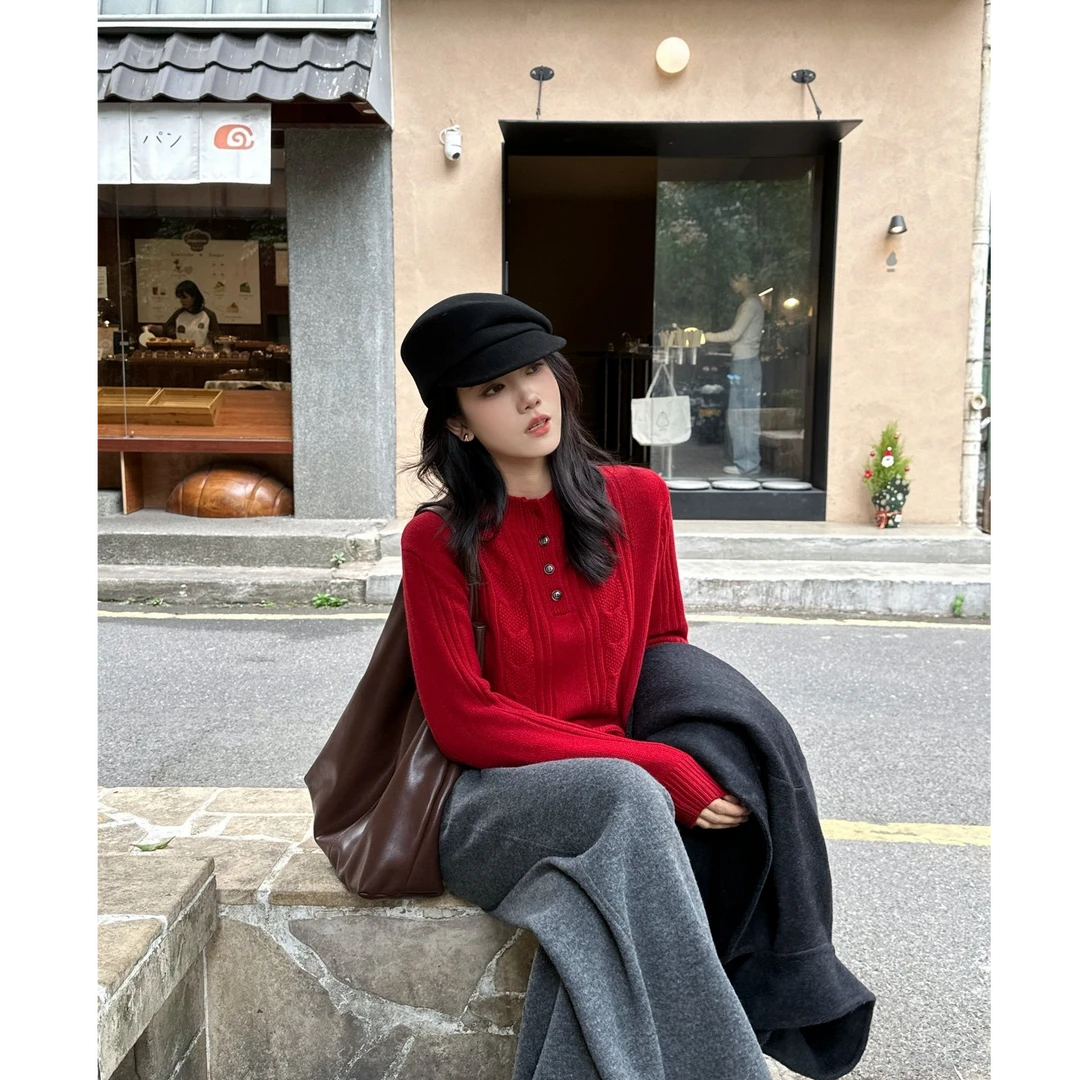 12/30【匠夜物语】秋冬100%美丽诺羊毛浮雕羊毛绞花工艺厚实毛衣女