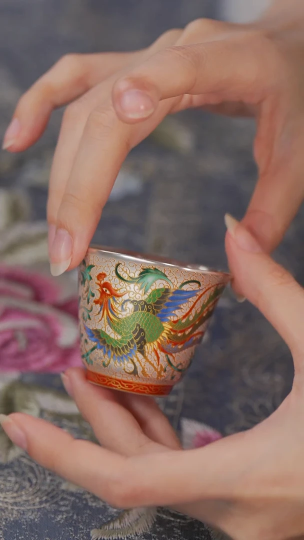 【闪购商品】【鎏银珐琅彩牡丹凤客杯】