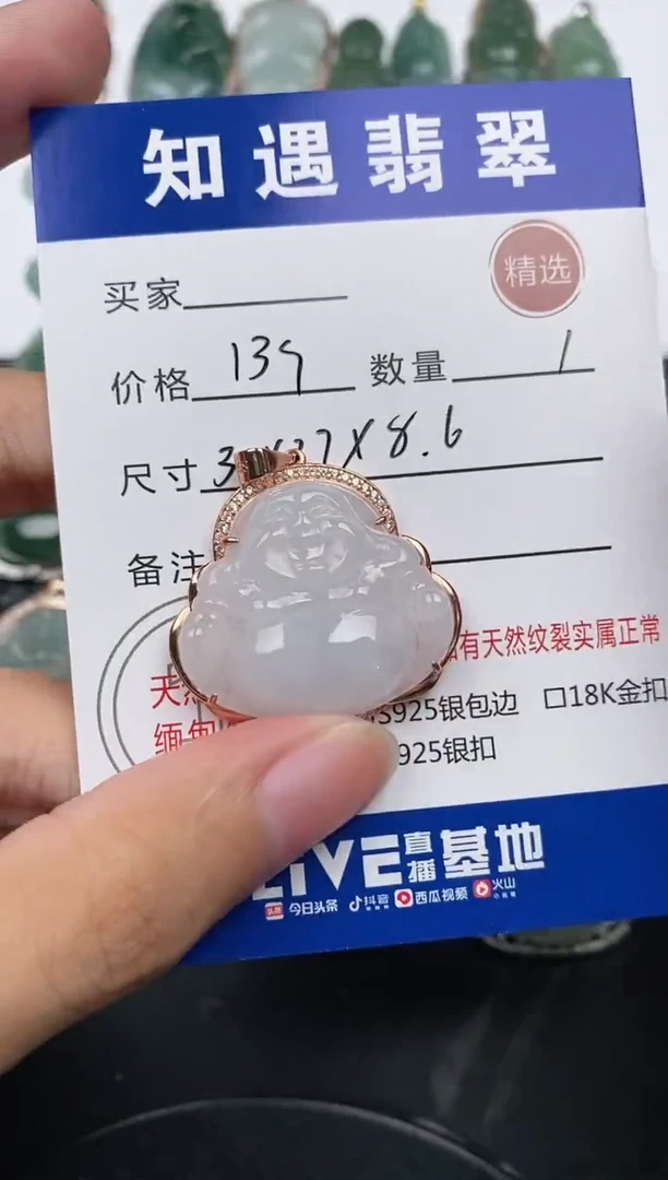 颈饰银S925镶嵌翡翠挂件