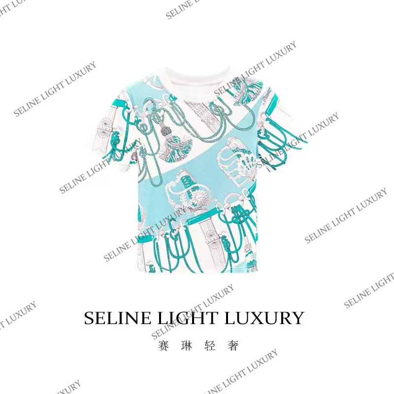 【25C-167】七 2026 SELINE 春夏新款清新一色印花圆领短袖T恤
