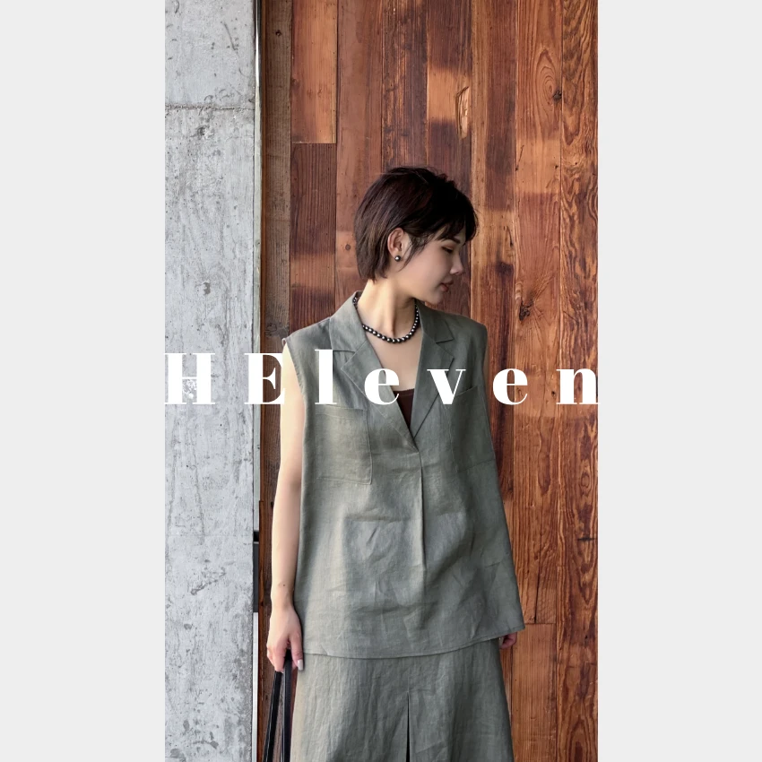 【夏野】2025款宽松V领亚麻无袖套头马甲气质女