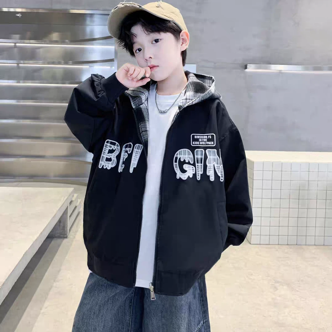 男童春秋款双面穿外套2025新款秋季中大童儿童男孩秋装上衣运动潮