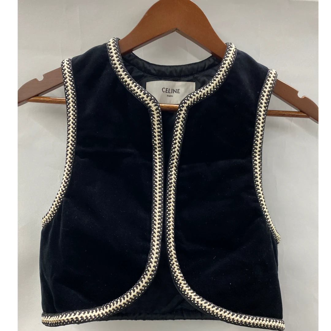 99新 Celine/思琳 小花Jerry活动编织边马夹 黑色 常规码36码