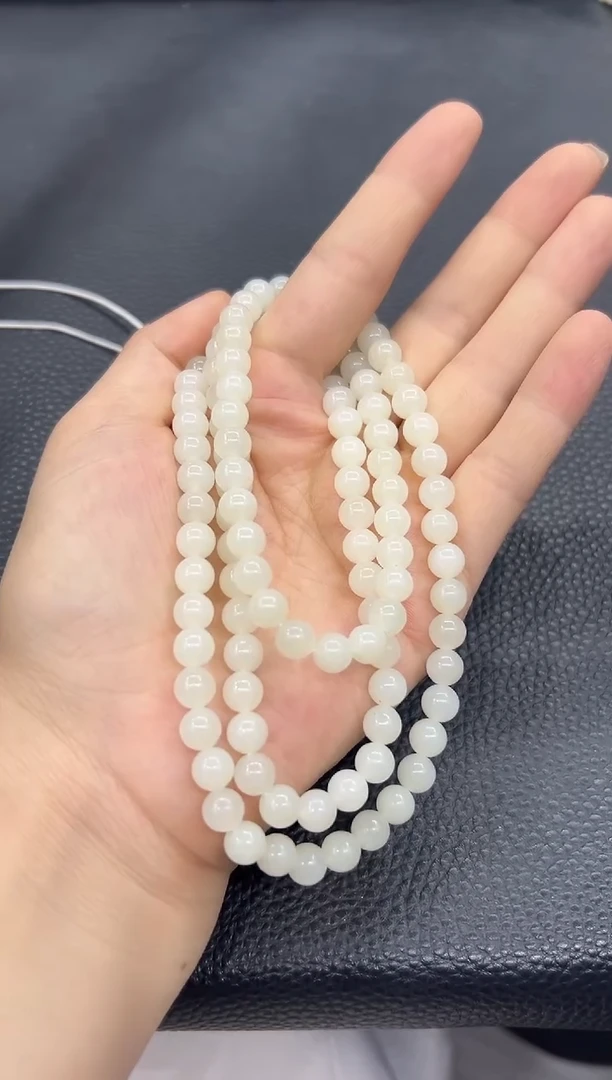 和田玉未镶嵌项链新疆和田玉于田料卡7-108颗项链收藏款