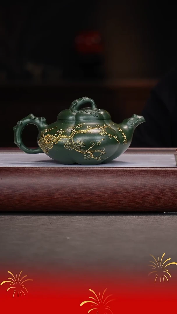 茶壶紫砂旗*潘春芳/绿泥/上合梅/500c