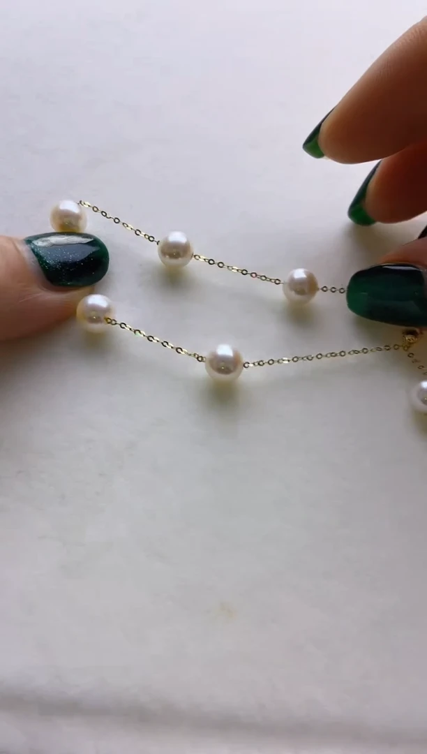 18K金镶嵌淡水珍珠手链66