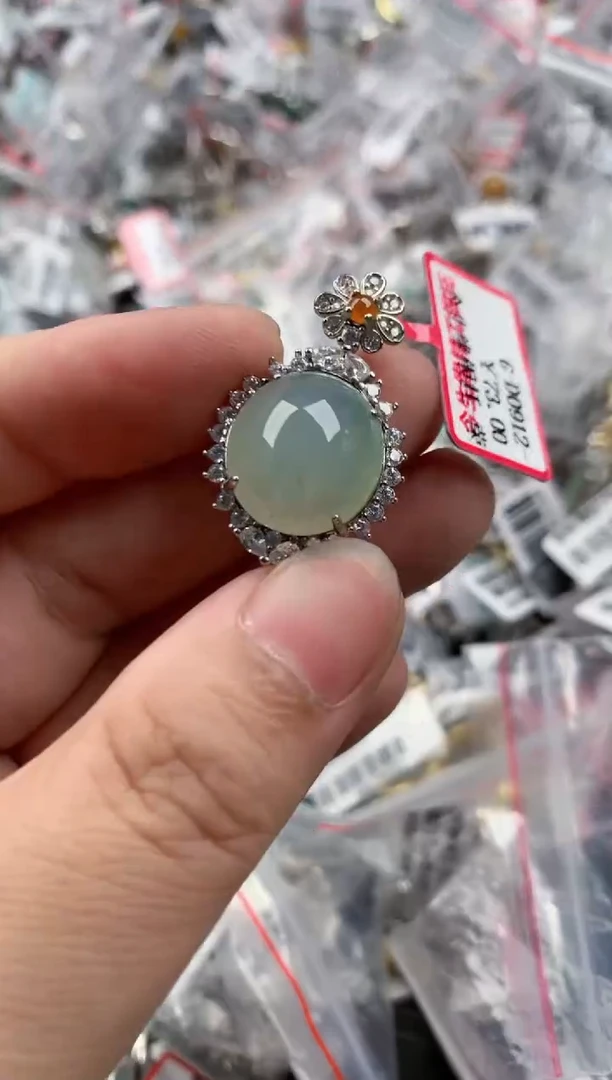 银S925镶嵌戒指翡翠555   9