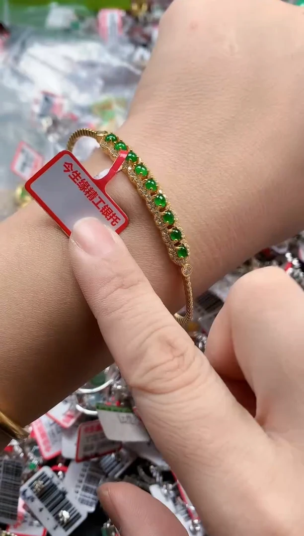 银S925镶嵌戒指翡翠天然A货缅甸翡翠