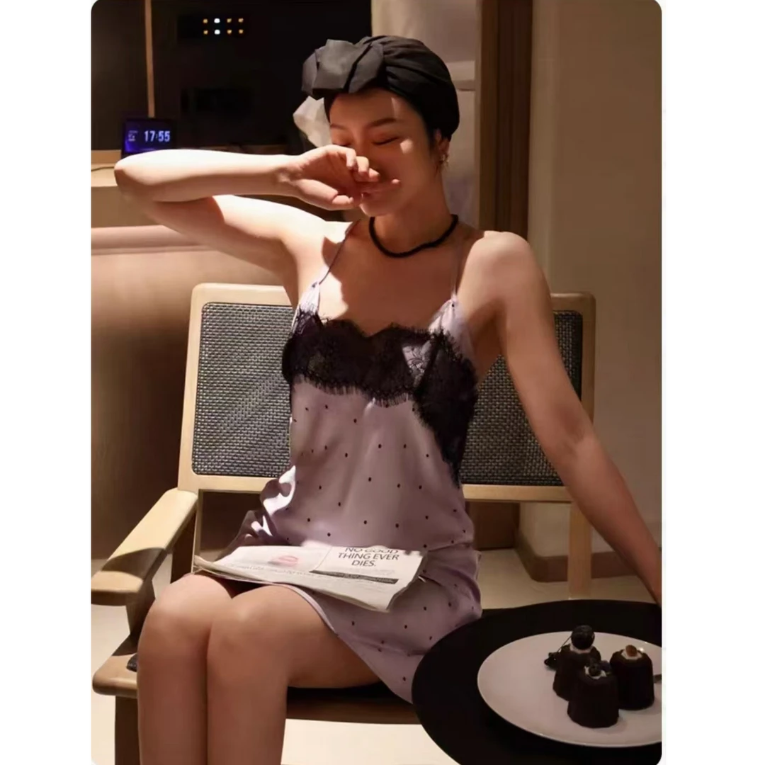 法式浪漫性感睡裙纯欲风高级感轻奢夏季冰丝吊带裙家居服