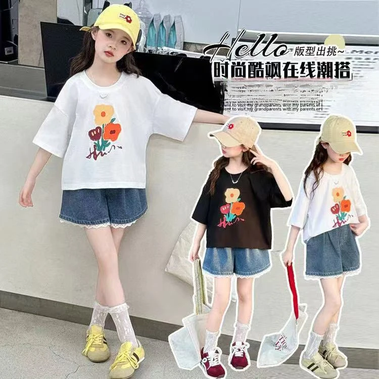 卡通动漫印花女童短袖8102