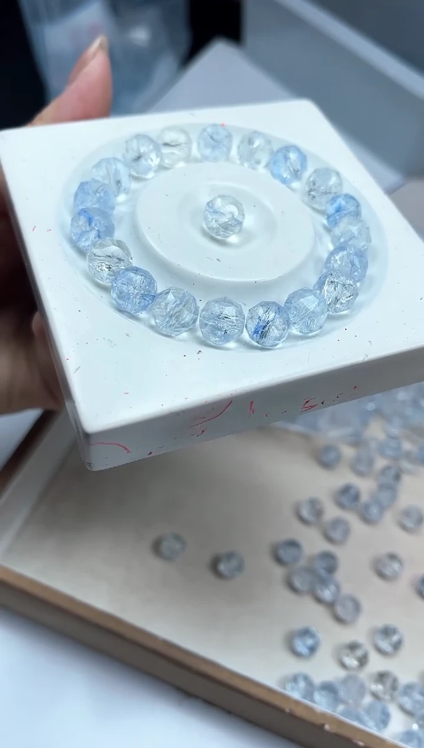 水晶珠宝半成品未镶嵌A1539海蓝宝水晶切10mm10颗15元