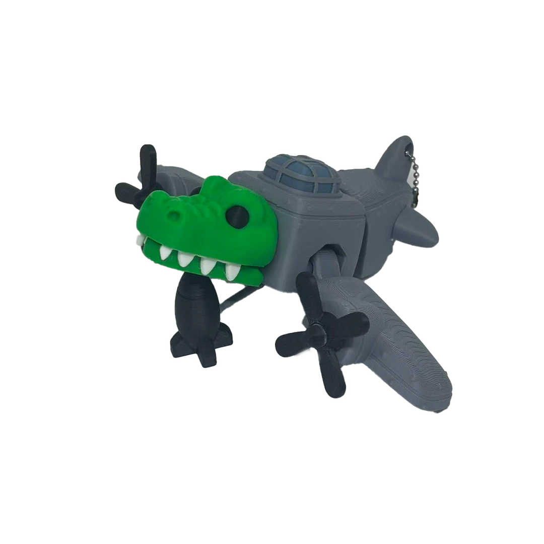鳄鱼轰炸机飞机国外爆火AI山海经模型手办周边玩具挂件带链条猎奇