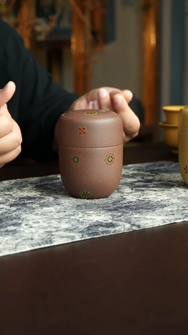 茶杯紫砂34号宜兴紫砂原矿作品茶叶罐