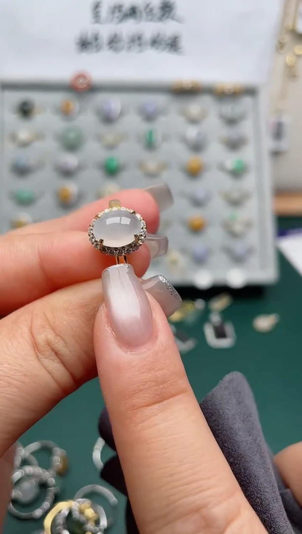 翡翠戒指银S925镶嵌.