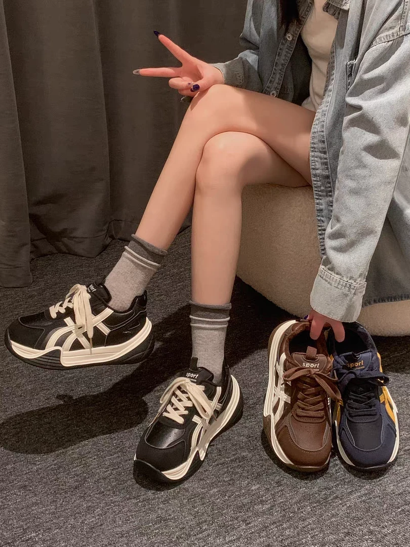 老爹鞋女款2025新款秋季时尚复古百搭加绒爆款厚底运动鞋子