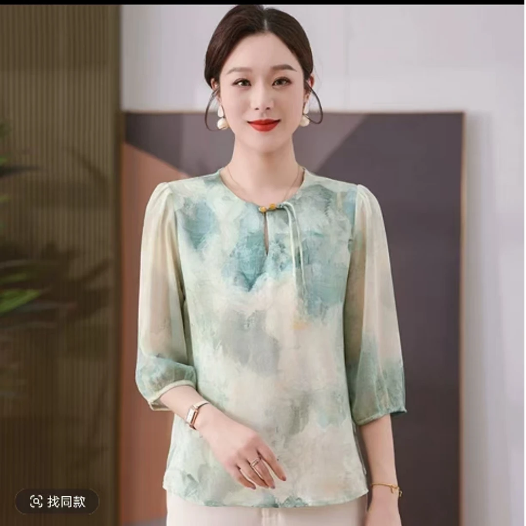 012-气质时尚薄款百搭宽松型印花女士夏季