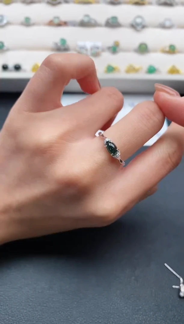 银S925镶嵌戒指翡翠1111111111+4
