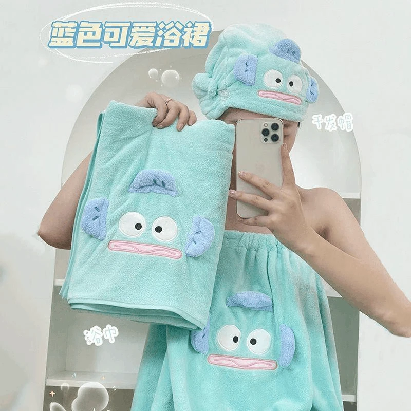 可穿式柔软可爱浴巾女毛巾干发帽2024款学生洗澡吸水浴裙连帽