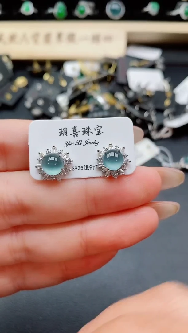 银S925镶嵌戒指翡翠1