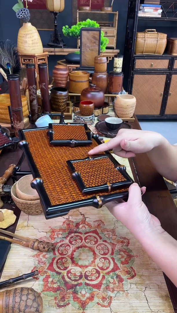 筇竹1个茶盘加2个杯垫