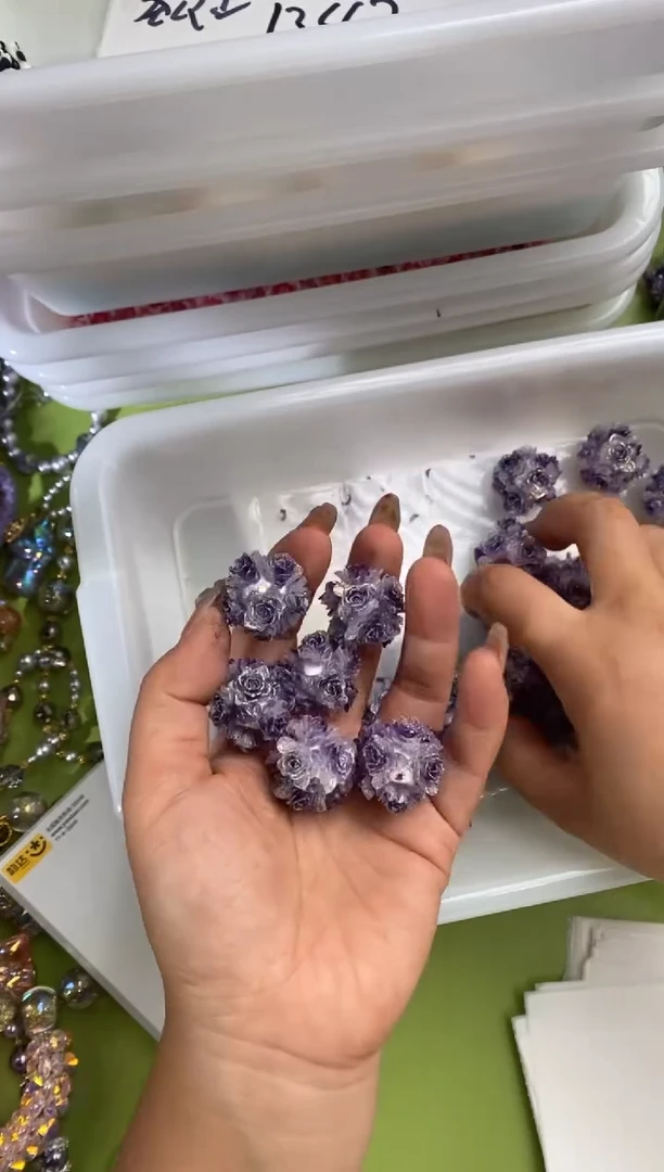 玻璃1343花球5个烟紫色