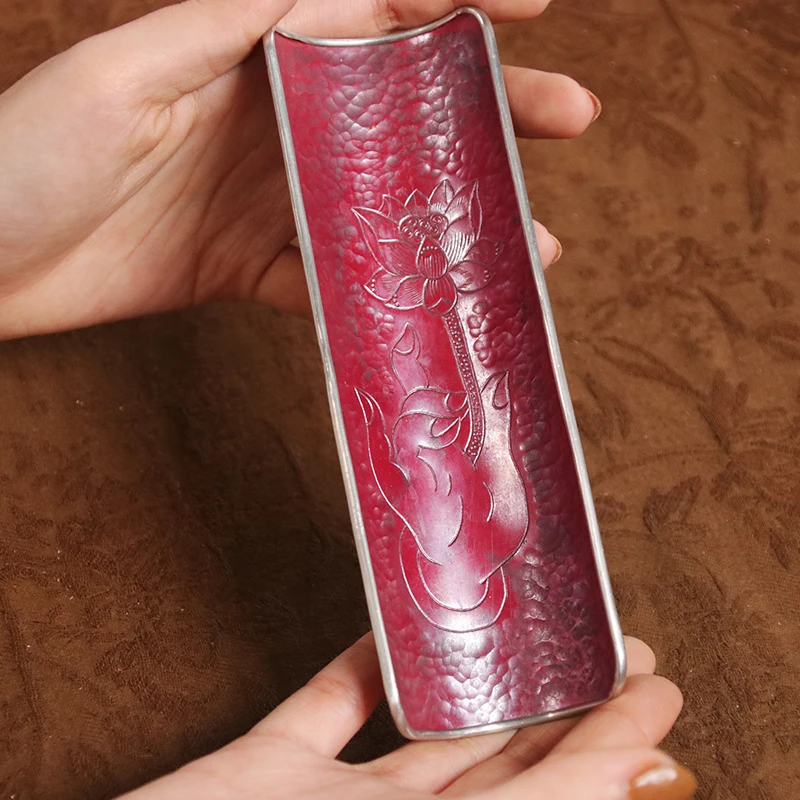 【铜小楼】创意錾刻 锡边铜茶则（佛手莲花T102）