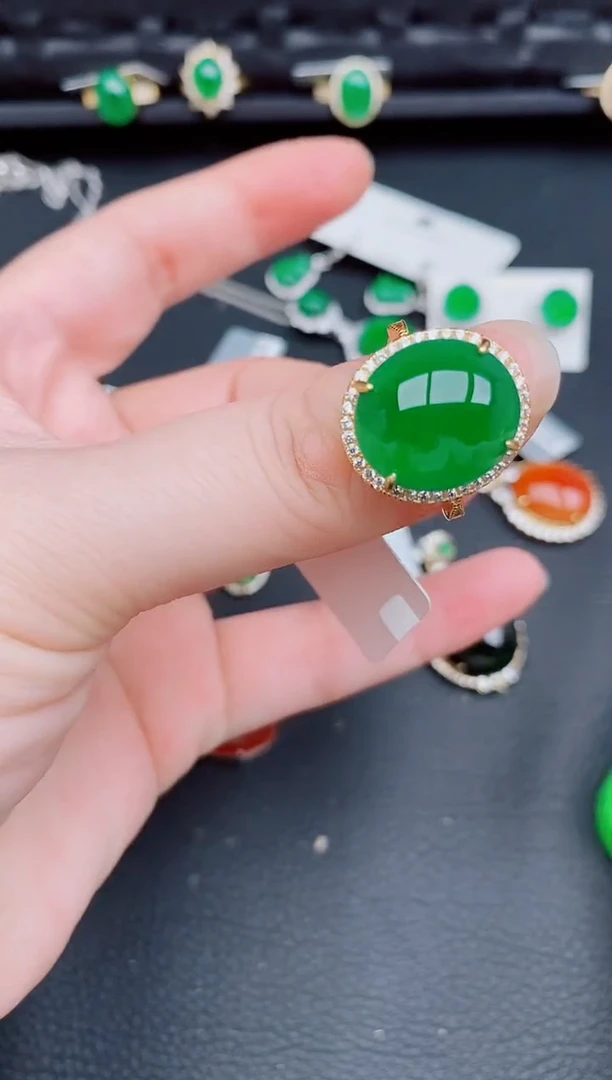 【闪购商品】翡翠戒指银S925镶嵌天然a货翡翠344