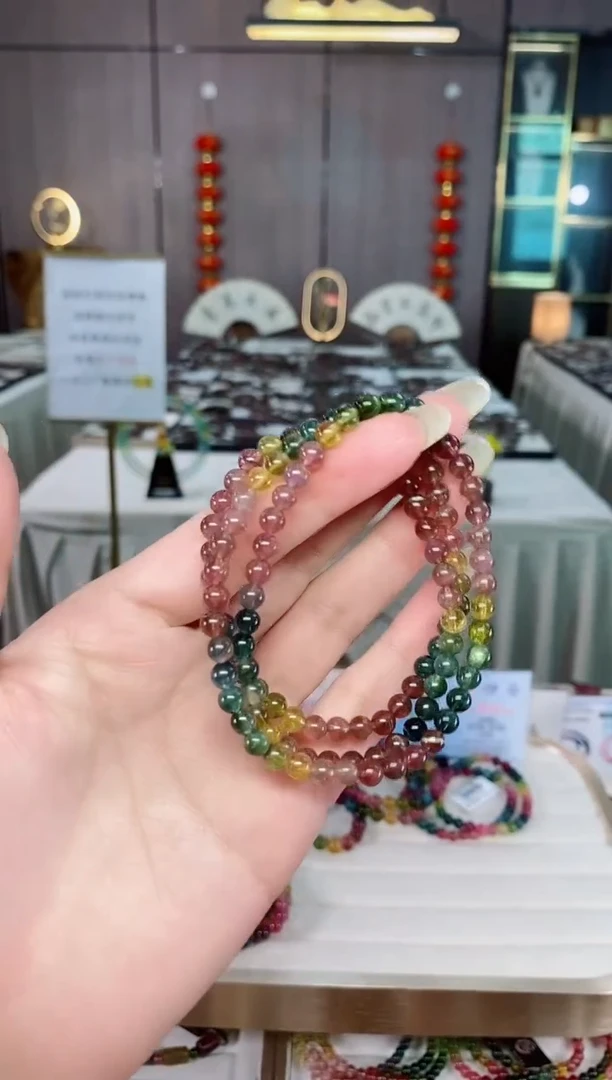 碧玺三圈手串5mm+未镶嵌碧玺（多样性发一条）