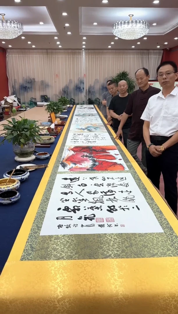 书法松韩耀河贺文忠刘合文王定奎祁传华十米长一米宽金卷证书锦盒