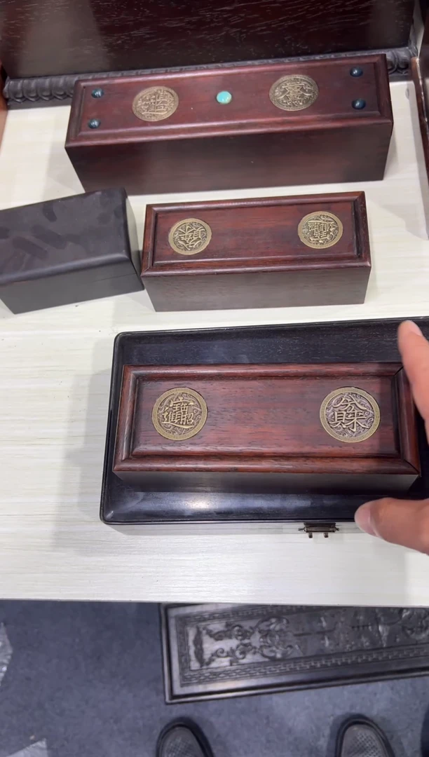 木抽拉小号储物盒招财进宝