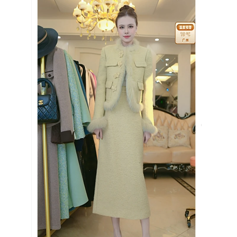T365冬加棉加厚两件套长袖连衣裙减龄遮肉显瘦气质