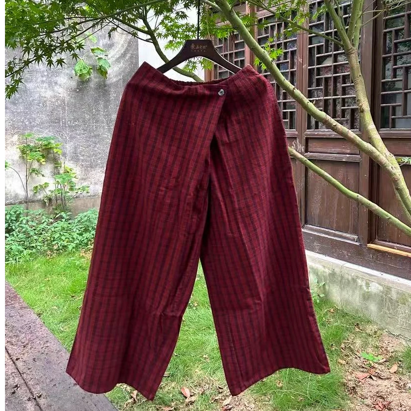 桑在云间 秋风玉露斜褶阔腿裤