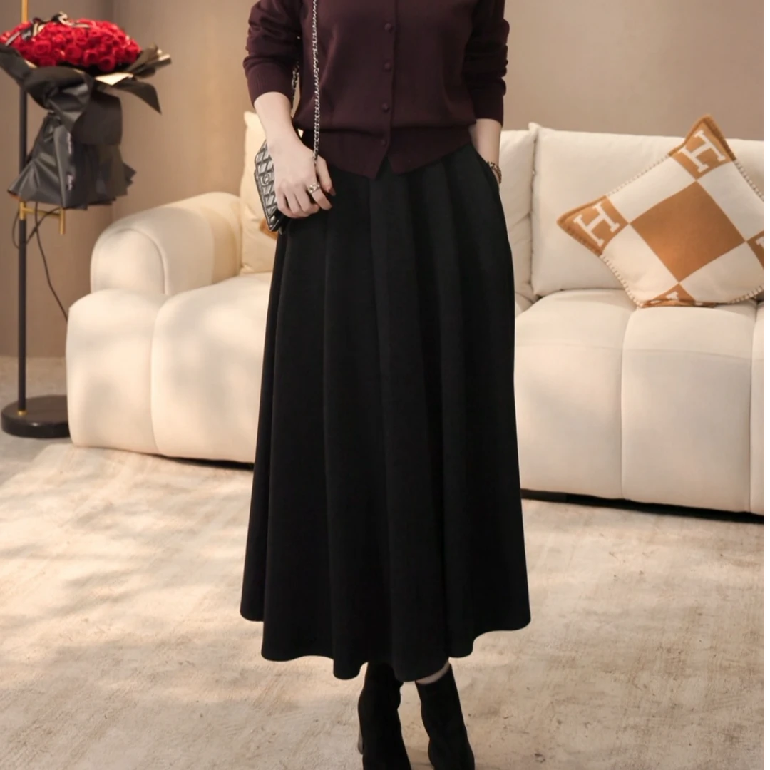 【双姐】轻职风松紧带洋气半身裙法式宽松厚款高腰JH11557