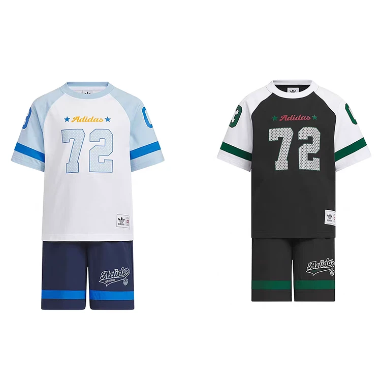 adidas阿迪达斯儿童休闲舒适速干短裤套头短袖套装 KC1514、KC1515