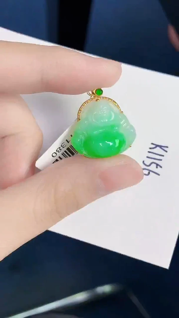 颈饰18K金镶嵌翡翠天然翡翠缅甸A货
