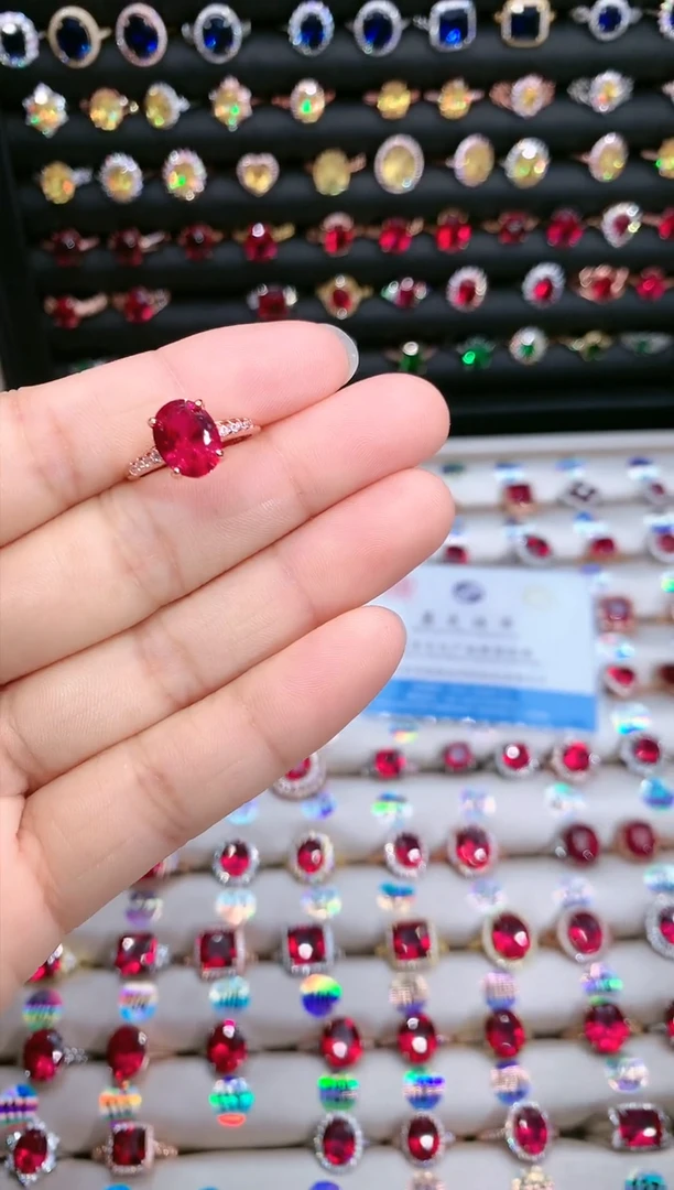 【闪购商品】红宝石戒指银S925镶嵌玫瑰金8.10