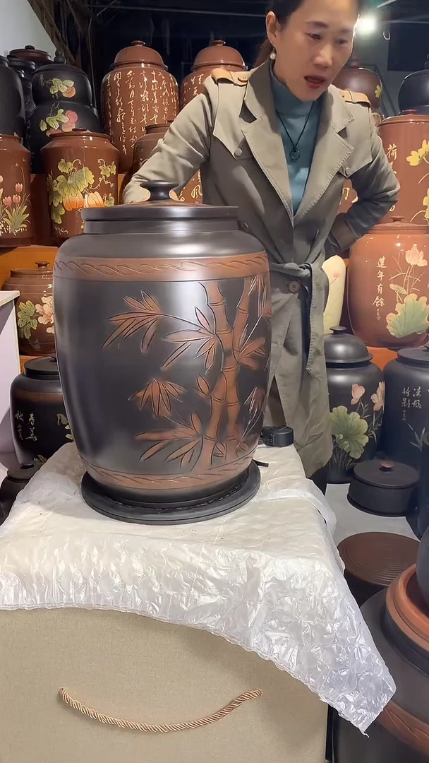 小三号竹子线雕水缸