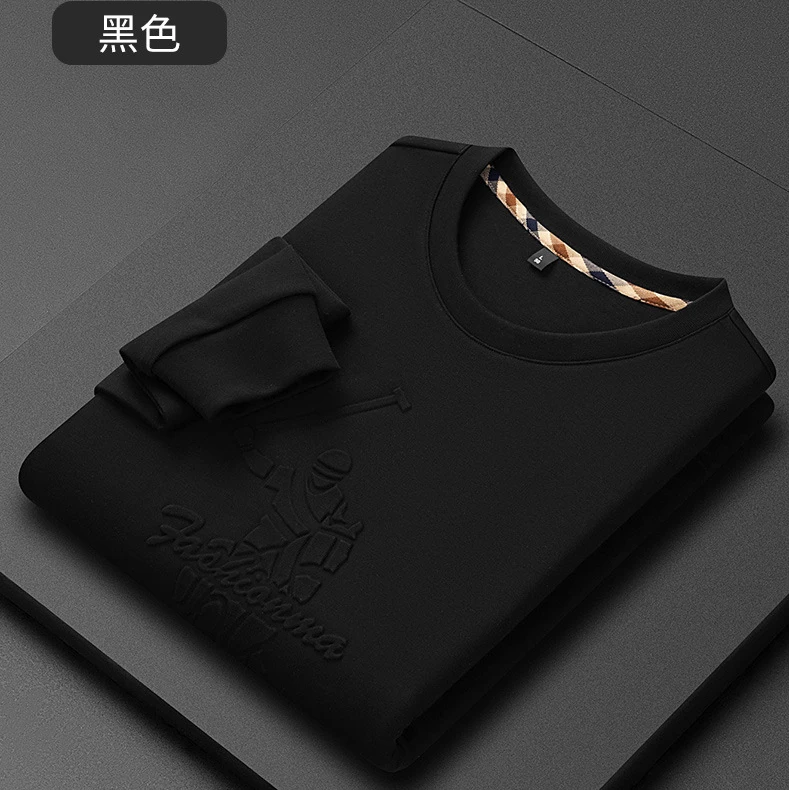 NDSL高端保罗马加厚320g罗纹卫衣 男士圆领休闲保暖长袖T恤秋冬