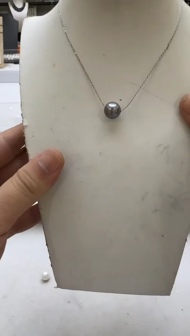 淡水珍珠银S925镶嵌吊坠(赠链)11-12mm 紫路路通-新品